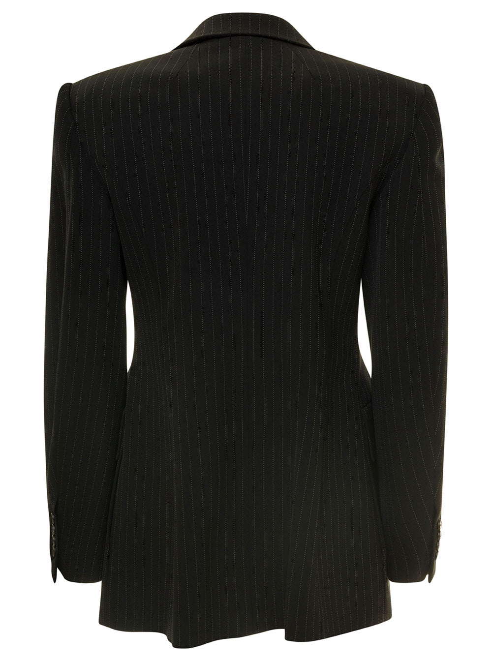 Balenciaga Women 'Hourglass' Black Pinstripe Single-Breasted Jacket In Stretch Wool Woman
