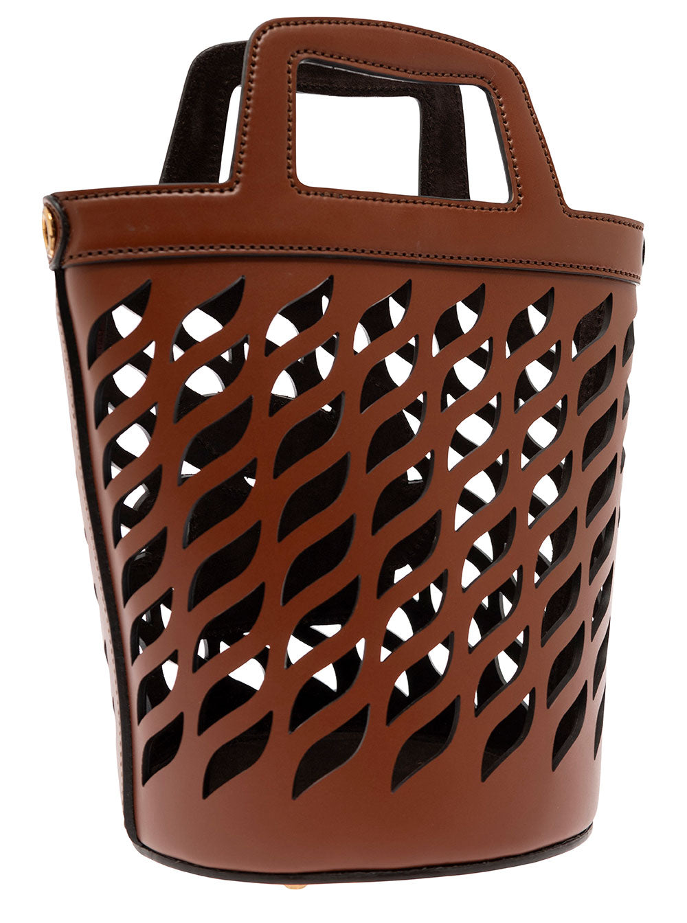 Etro Women Brown Bucket Bag With Multicolor Shoulder Strap And Pegasus Detail In Perforated Leather Woman