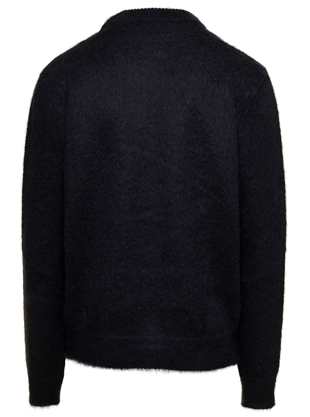 Balmain Men Black Crewneck Sweater With Maxi Logo Lettering On The Front And Brushed Effect In Wool Blend Man