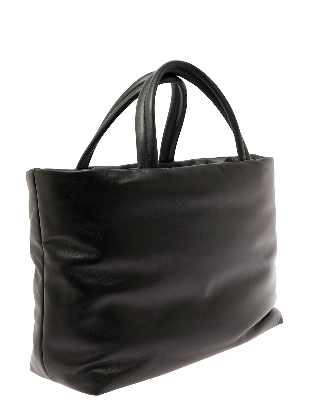 Saint Laurent Men Black Tote Bag With Logo Lettering In Quilted Leather Man