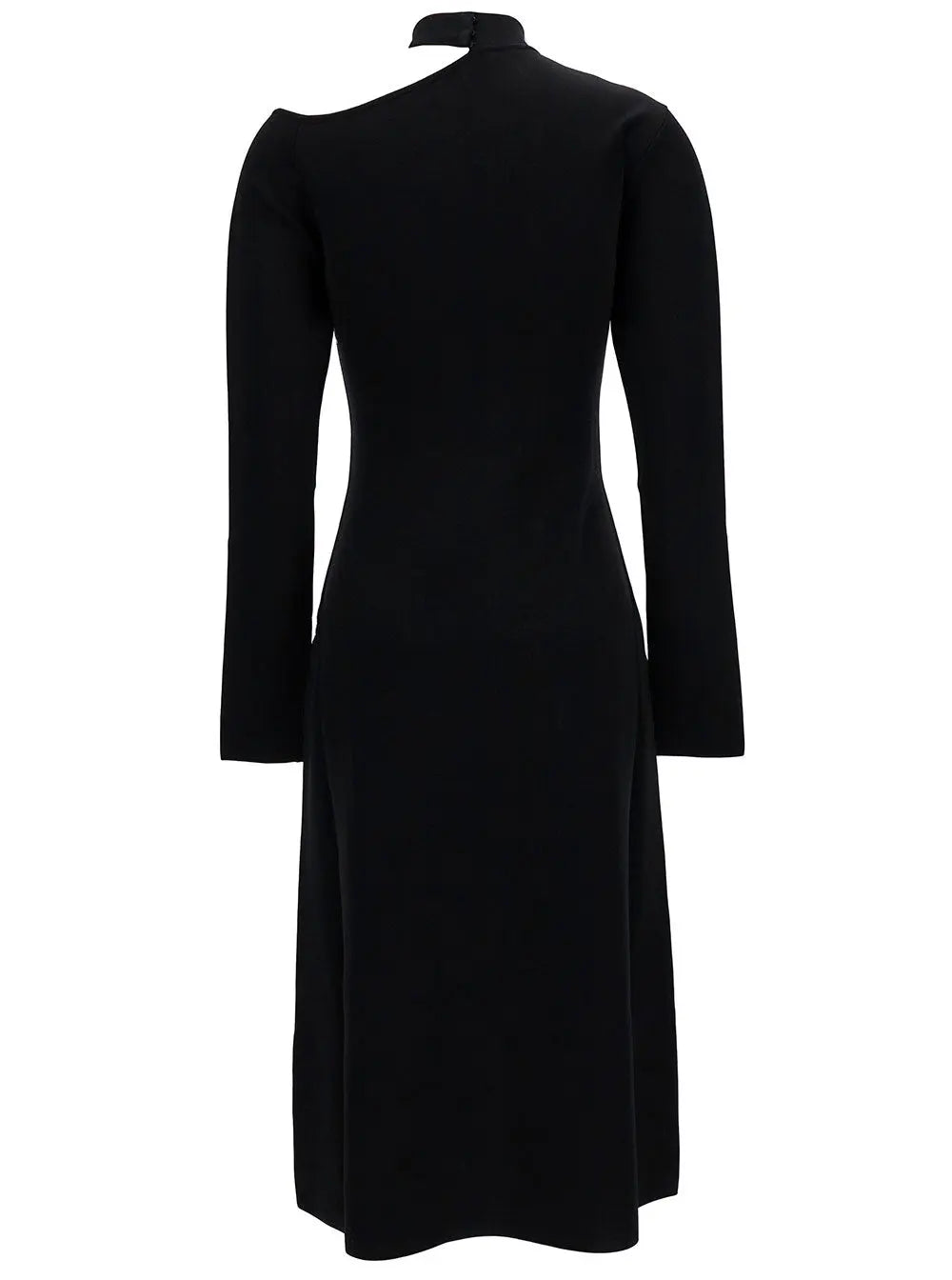 Ferragamo Women Midi Black Dress With Cut-Out And Long Sleeve In Viscose Blend Woman Luosophy