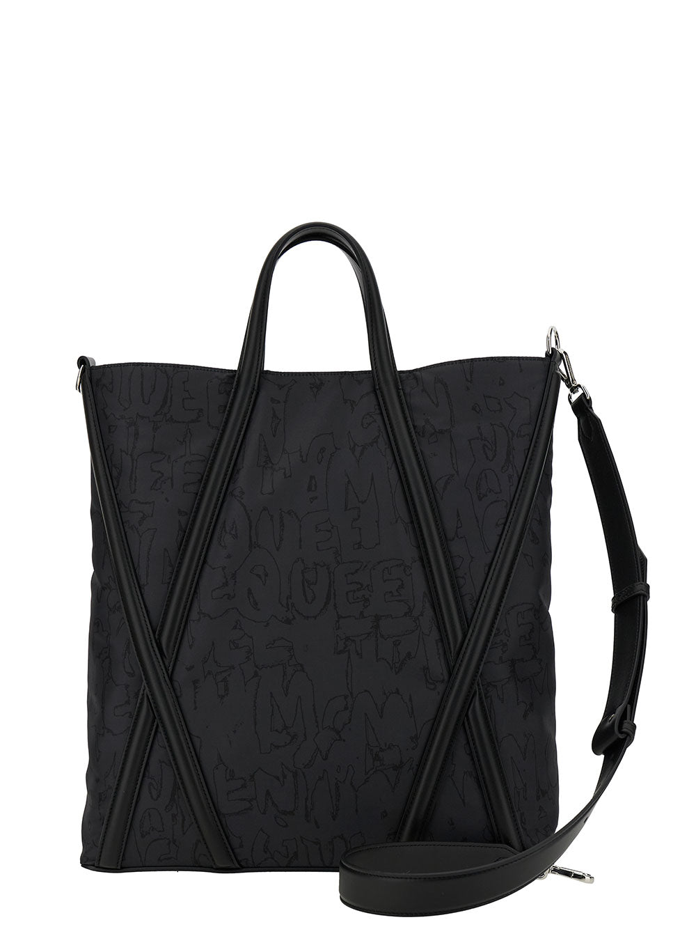 Alexander Mcqueen Men 'The Harness' Black Tote Bag With Logo Detail In Nylon Man