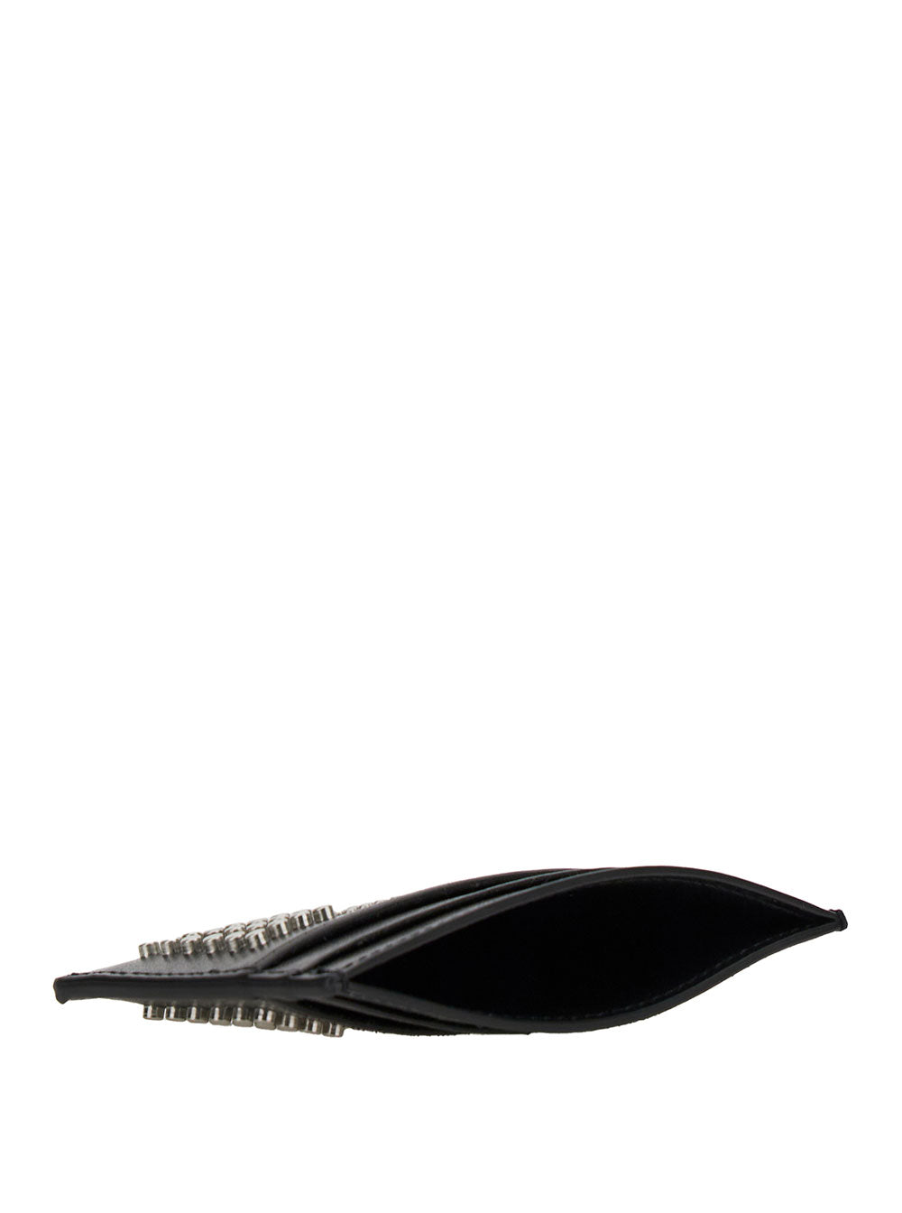 Alexander Mcqueen Men Black Card-Holder With Silver-Finished Studs In Leather Man