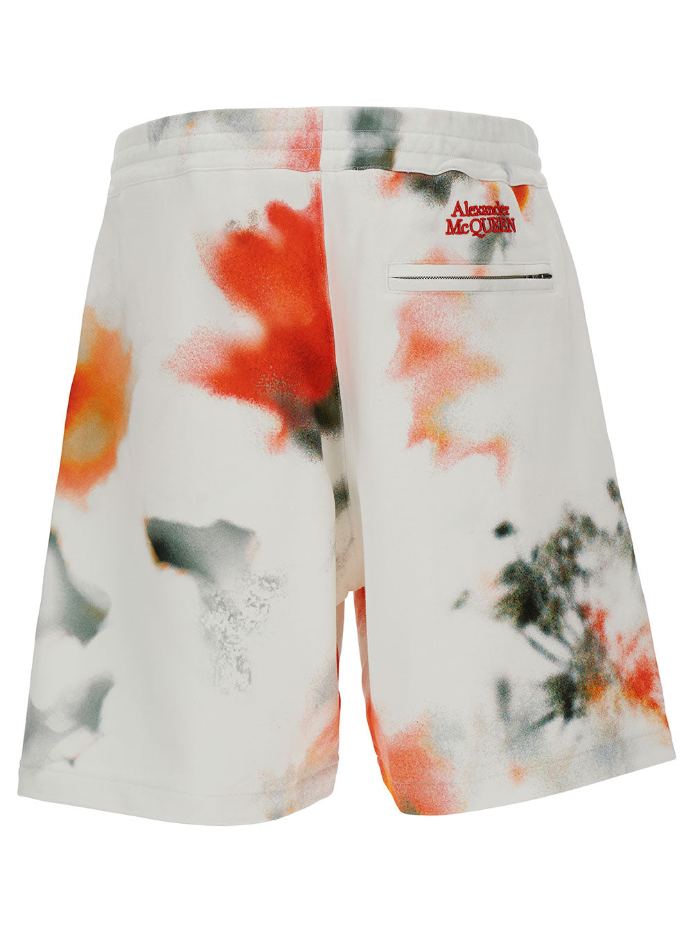 Alexander Mcqueen Men Pantaloncini Con Stampa Multicolor All-Over E Ricamo Logo In Cotone Multicolor Uomo