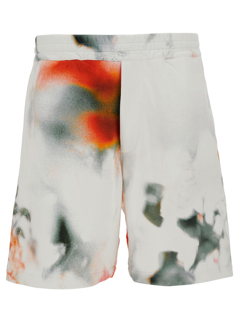 Alexander Mcqueen Men Pantaloncini Con Stampa Multicolor All-Over E Ricamo Logo In Cotone Multicolor Uomo