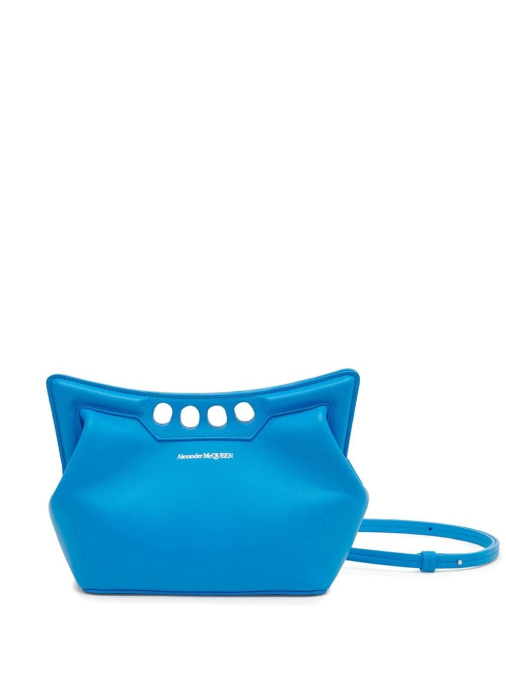 Alexander Mcqueen Women 'Peak Mini' Blue Handbag In Leather Woman