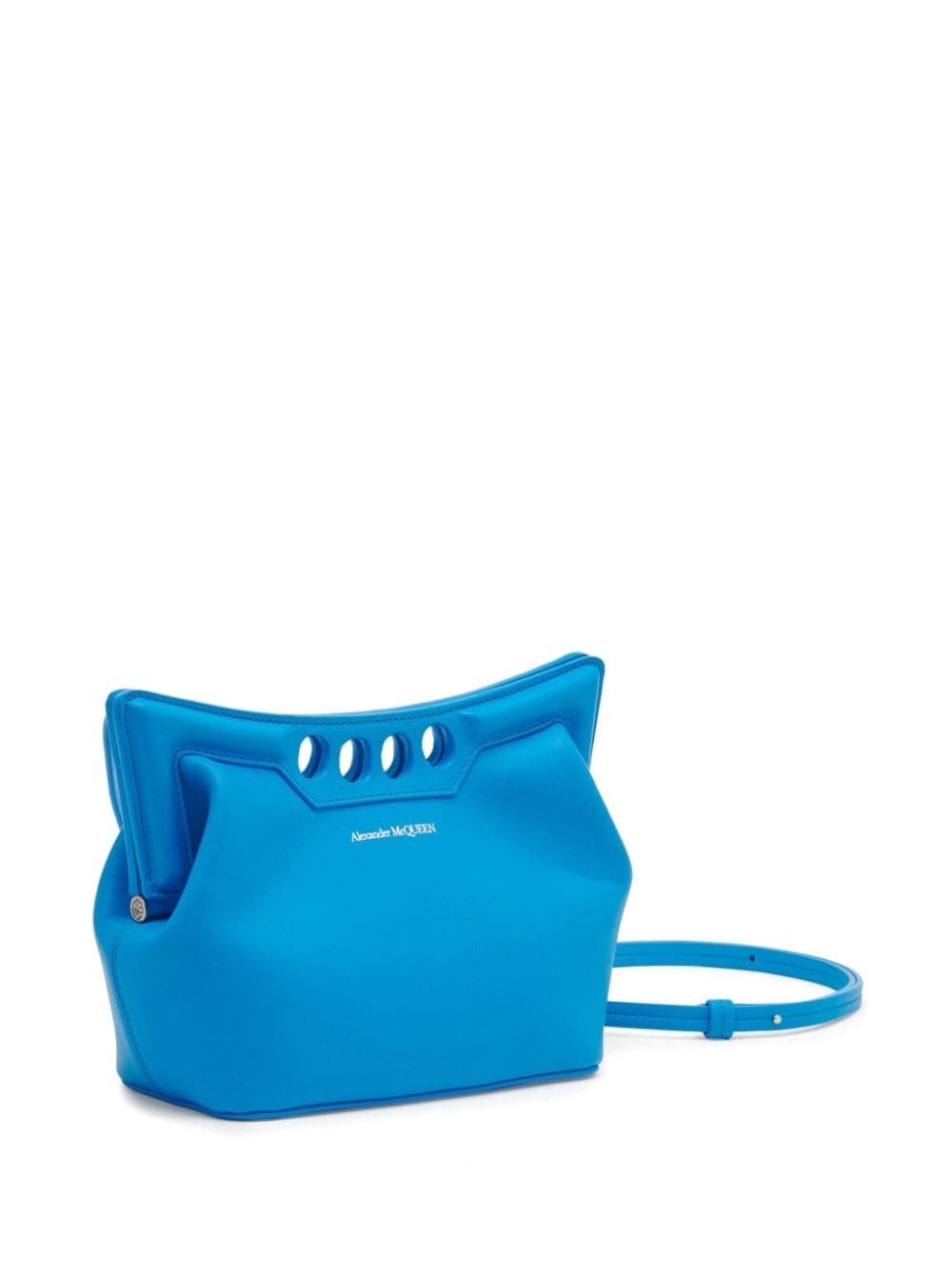 Alexander Mcqueen Women 'Peak Mini' Blue Handbag In Leather Woman