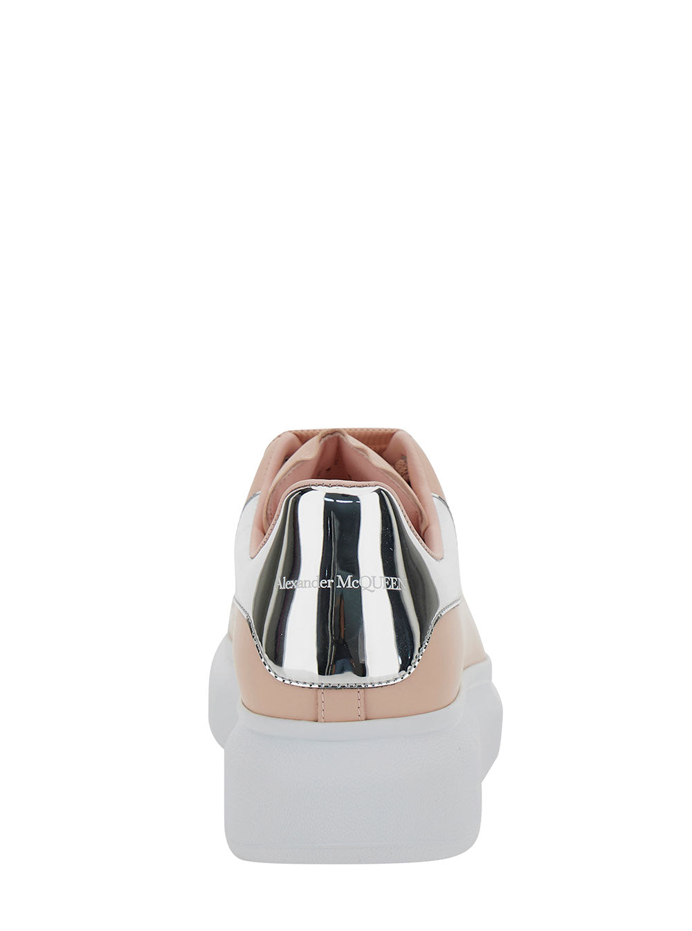 Alexander Mcqueen Women Pink Low Top Sneakers With Oversized Platform And Metallic Heel Tab In Leather Woman