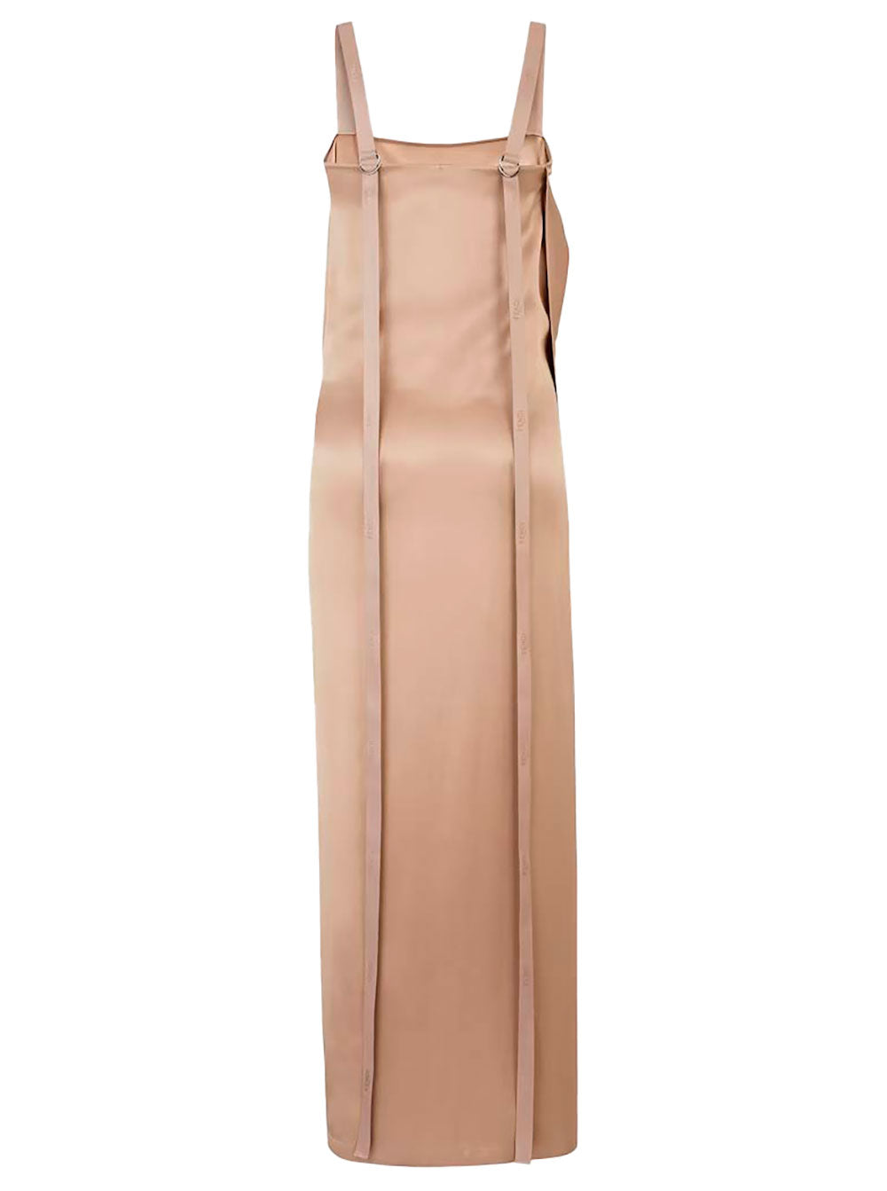 Fendi Women Long Beige Wrap Dress With Branded Ribbon In Silk Woman