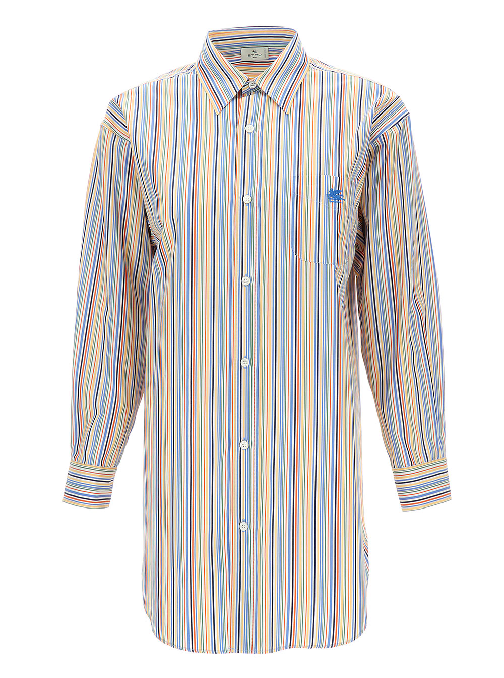 Etro Women Oversized Multicolor Shirt With Stripe Motif And Pegasus Embroidery In Cotton Woman