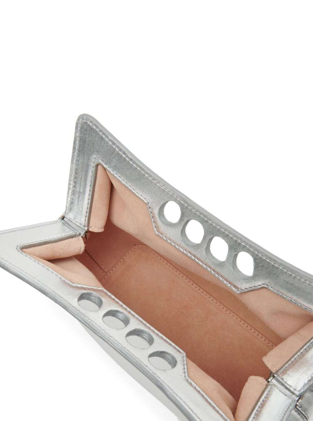 Alexander Mcqueen Women 'Peak Mini' Silver Handbag In Leather Woman