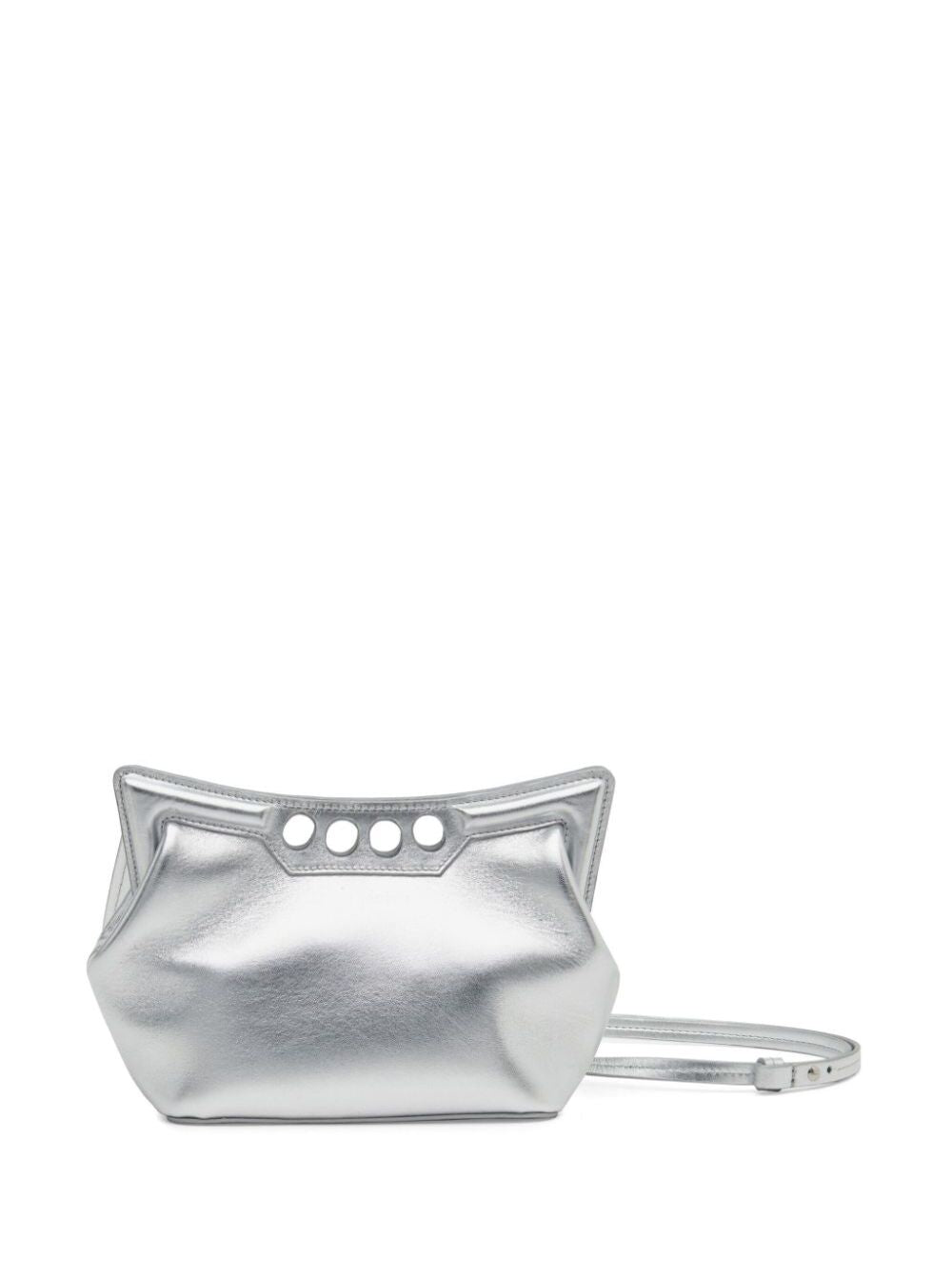 Alexander Mcqueen Women 'Peak Mini' Silver Handbag In Leather Woman