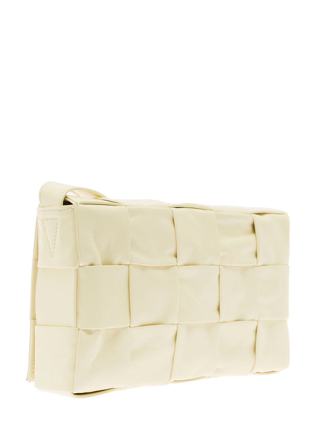 Bottega Veneta Men 'Candy Cassette' White Mini Shoulder Bag Intreccio Design In Leather Man