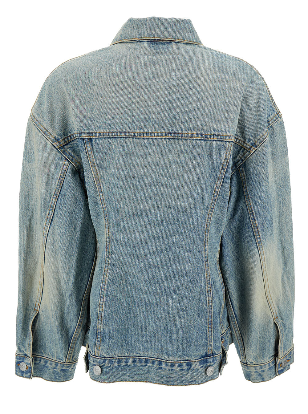 Balenciaga Women 'Hourglass' Light Blue Jacket With Branded Buttons In Cotton Denim Woman