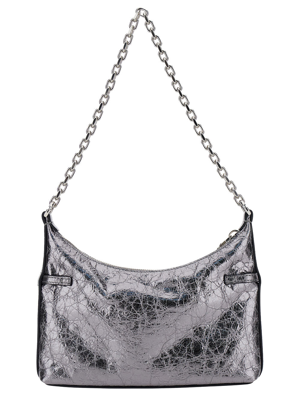 Givenchy Women 'Voyou Party' Mini Silver Shoulder Bag With Engraved Logo In Laminated Leather Woman