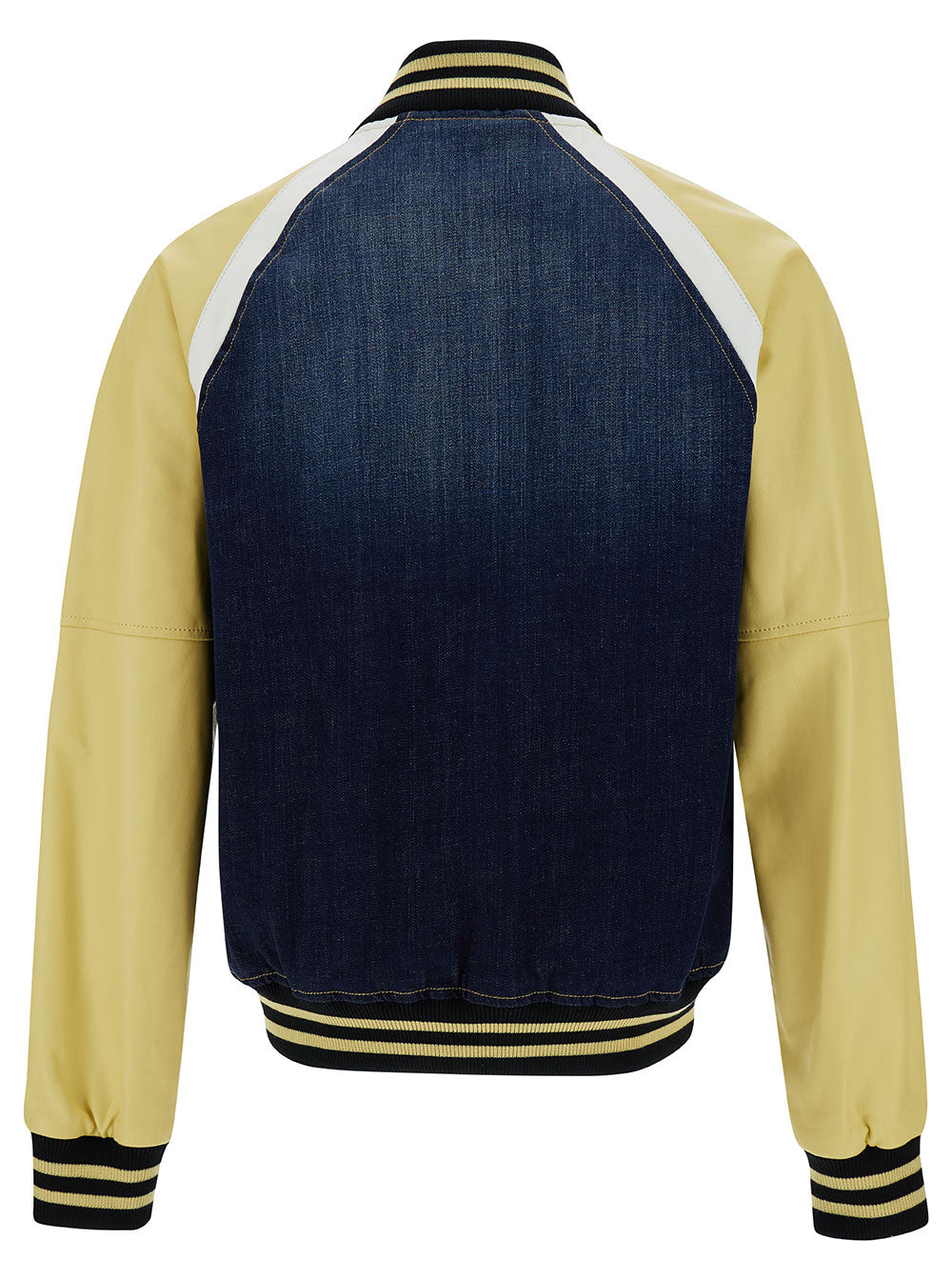 Dsquared2 Men 'College' Yellow And Blue Varsity Jacket With Logo Patch And Contrasting Sleeves In Stretch Cotton Man