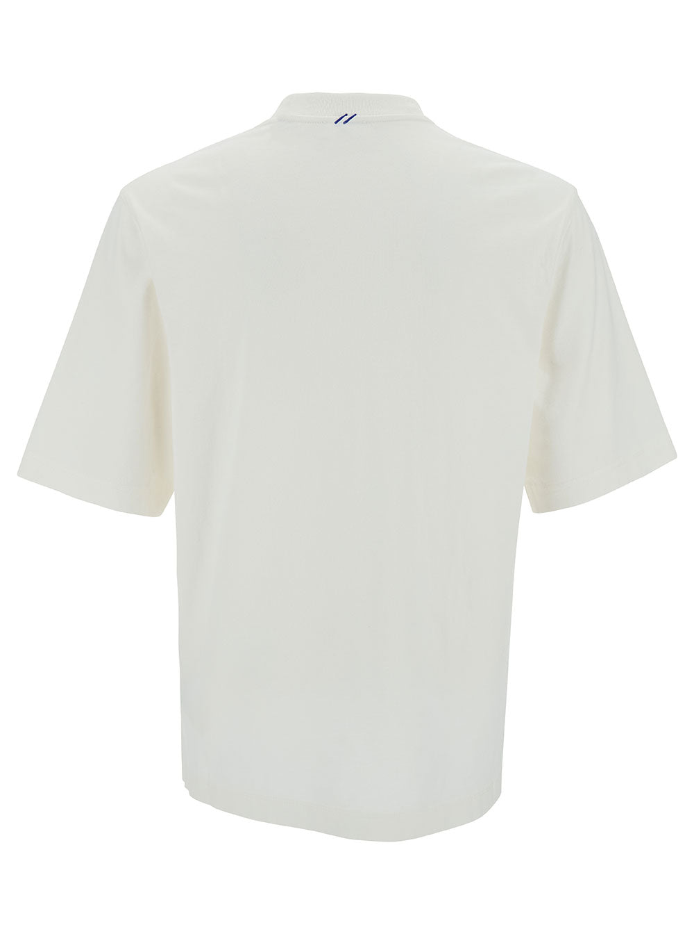 Burberry Men White Crewneck T-Shirt With Equestrain Knight Patch In Cotton Man