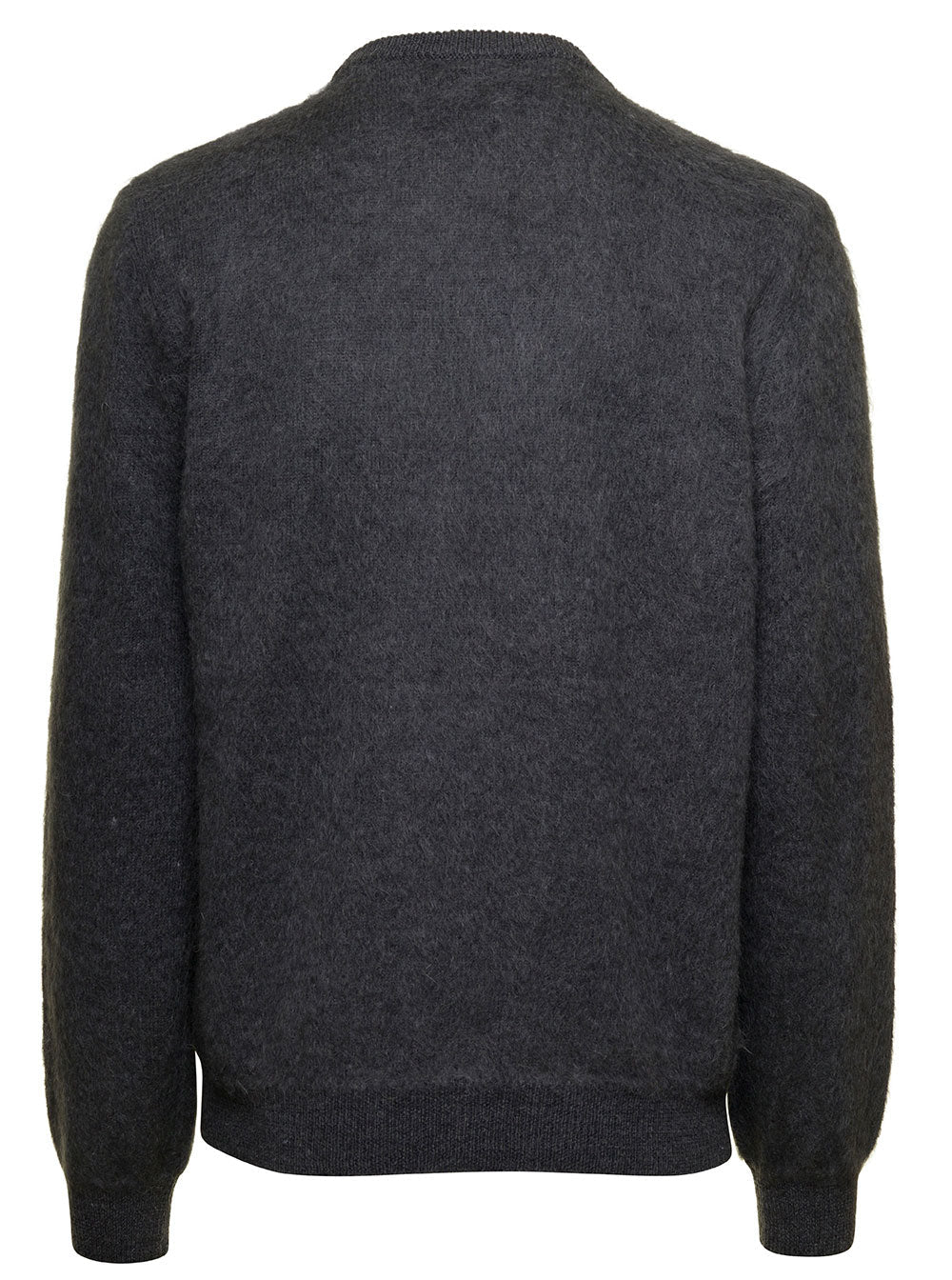 Fendi Men Grey Sweater With Jacquard Ff Motif In Wool Man