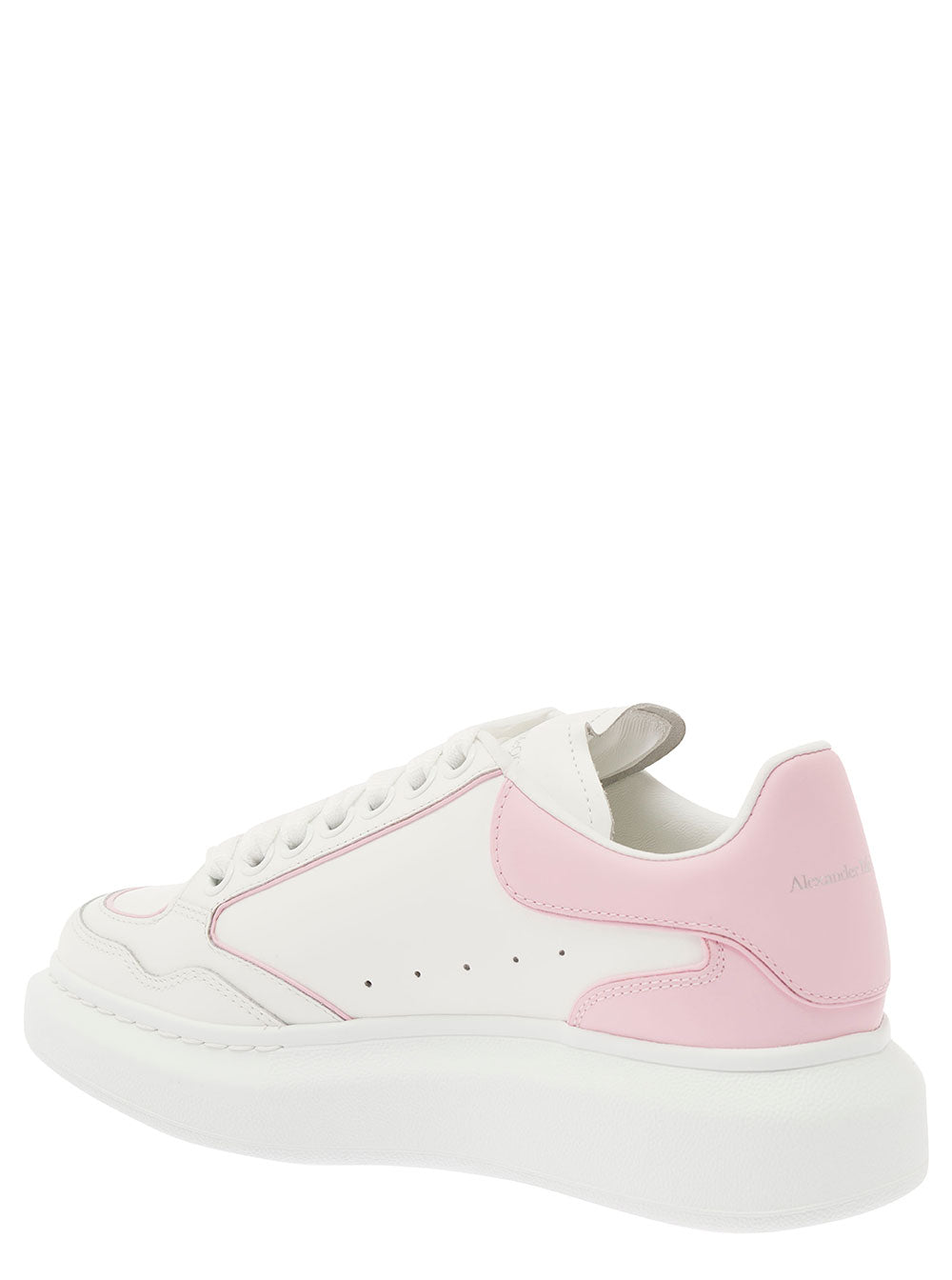 Alexander Mcqueen Women White And Pink Low Top Sneakers With Logo Detail In Leather Woman