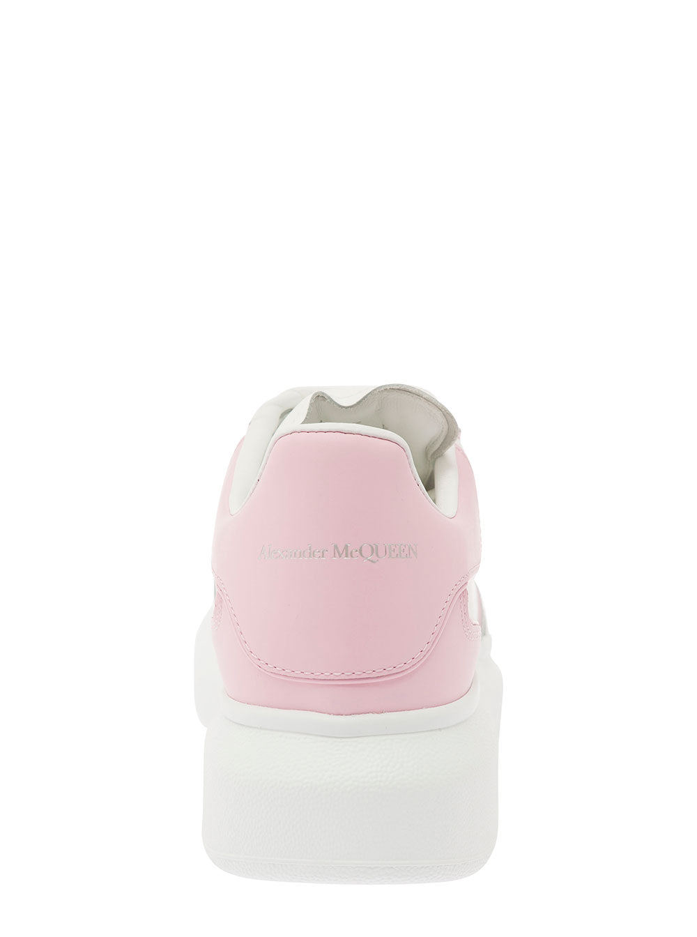 Alexander Mcqueen Women White And Pink Low Top Sneakers With Logo Detail In Leather Woman