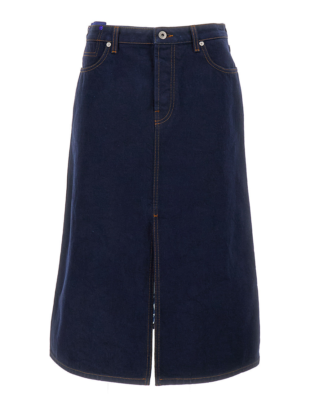 Burberry Women Blue Denim Midi Skirt In Cotton Woman