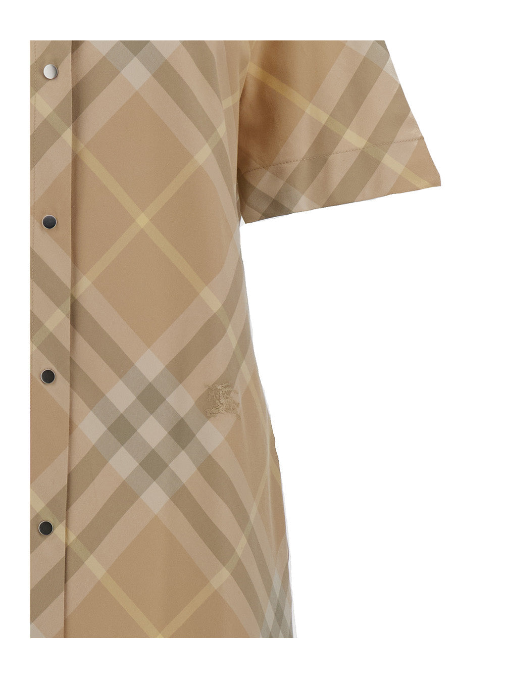 Burberry Women Beige Chemisier Dress With All-Over Vintage Check Print In Cotton Woman