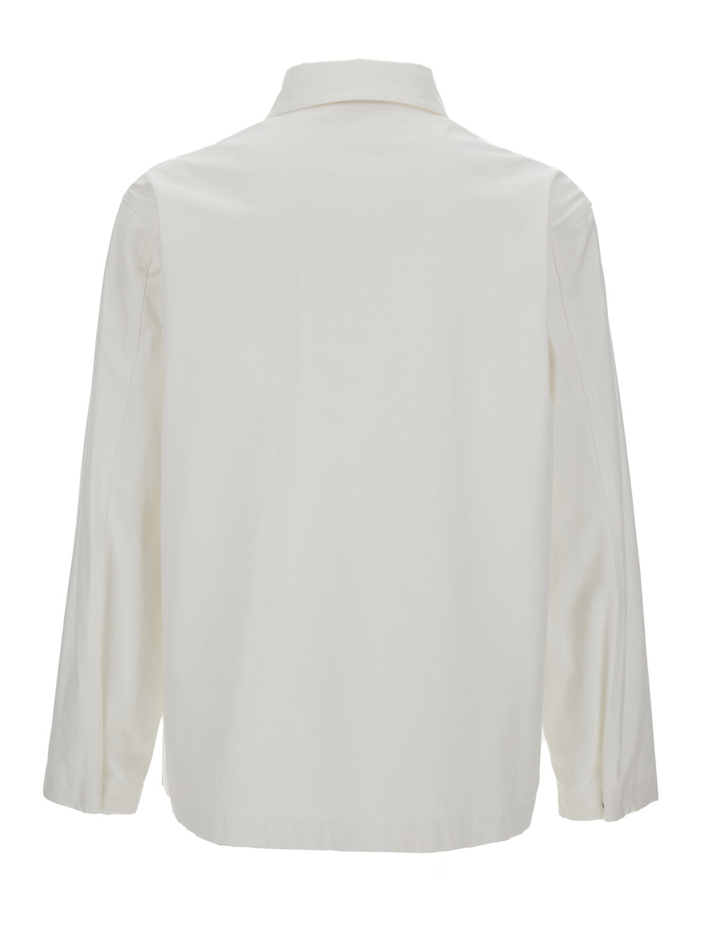 Valentino Men White V Logo Detail Jacket-Shirt In Cotton Blend Man