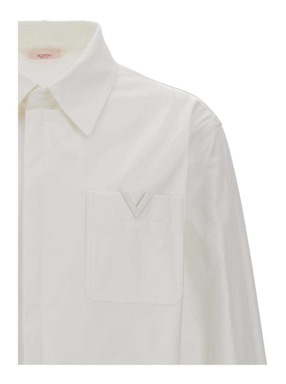 Valentino Men White V Logo Detail Jacket-Shirt In Cotton Blend Man