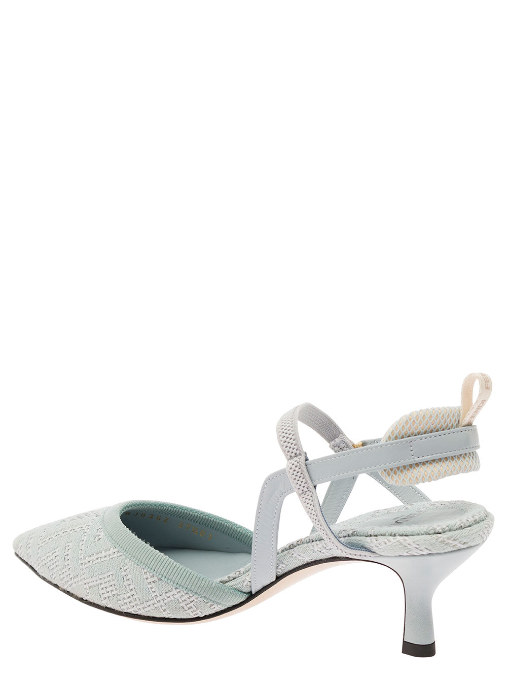 Fendi Women 'Colibrì Lite' Light Blue Slingacks With Jacquard Ff Motif In Cotton And Leather Woman