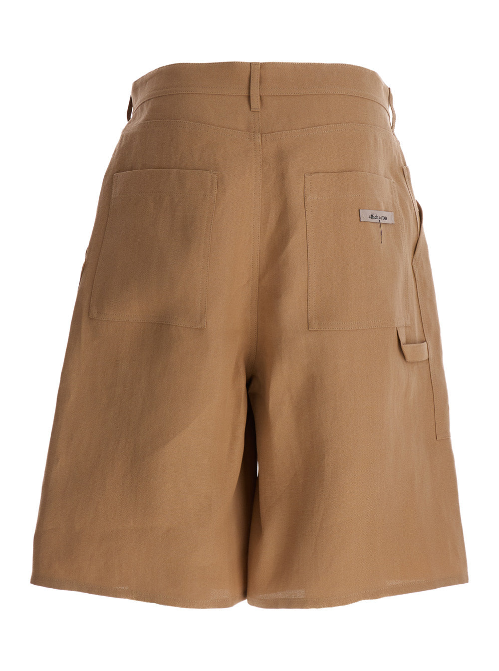 Fendi Men Bermuda Shorts With Front Wrokwear Pockets Beige In Technical Fabric Man