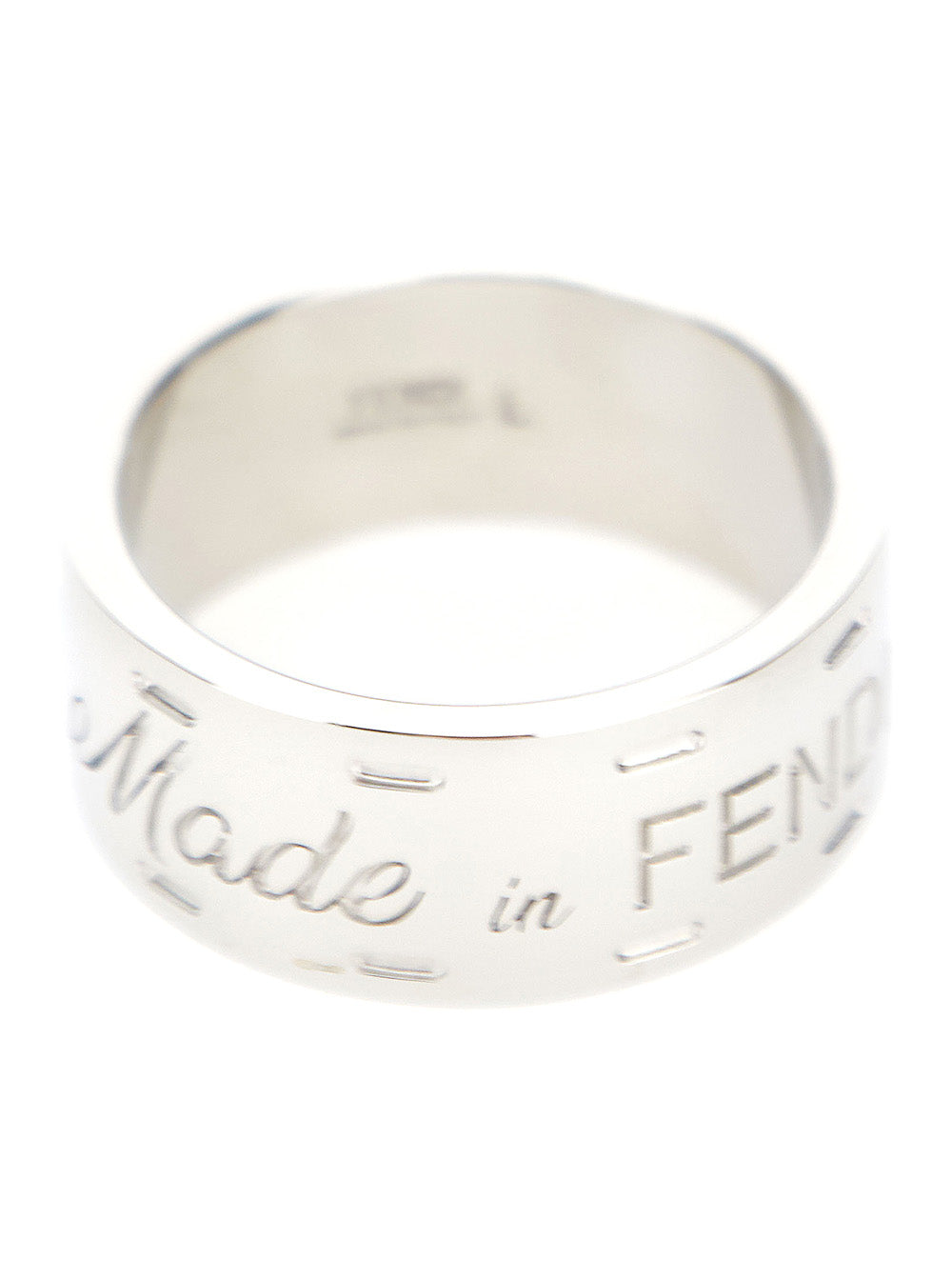 Fendi Men Silver Tone Ring With Lettering Engraving In Brass Man