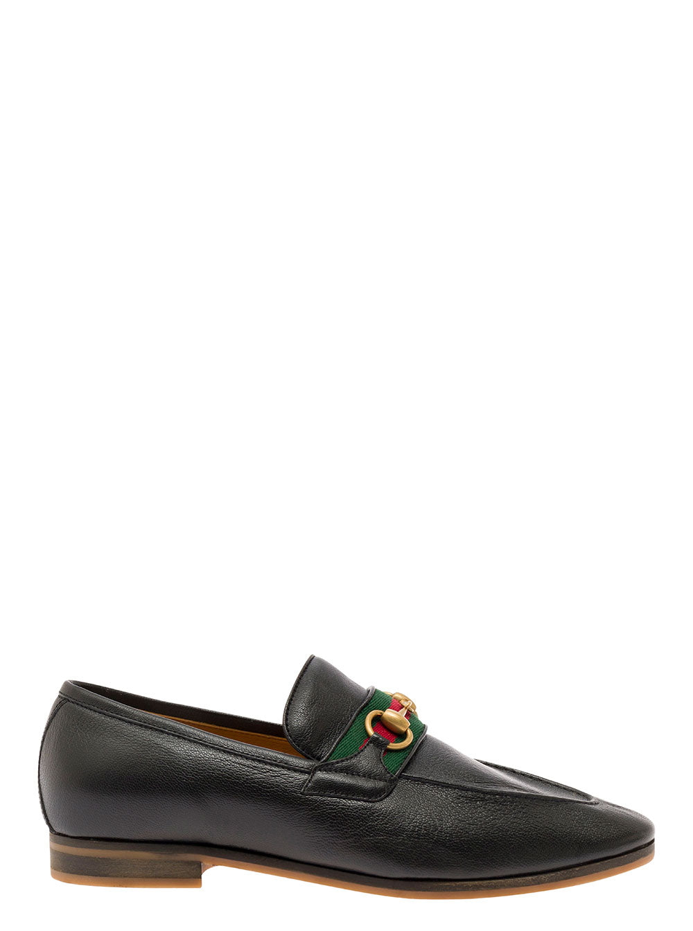 Gucci Men 'Paride' Black Loafers With Web And Horsebit Detail In Leather Man