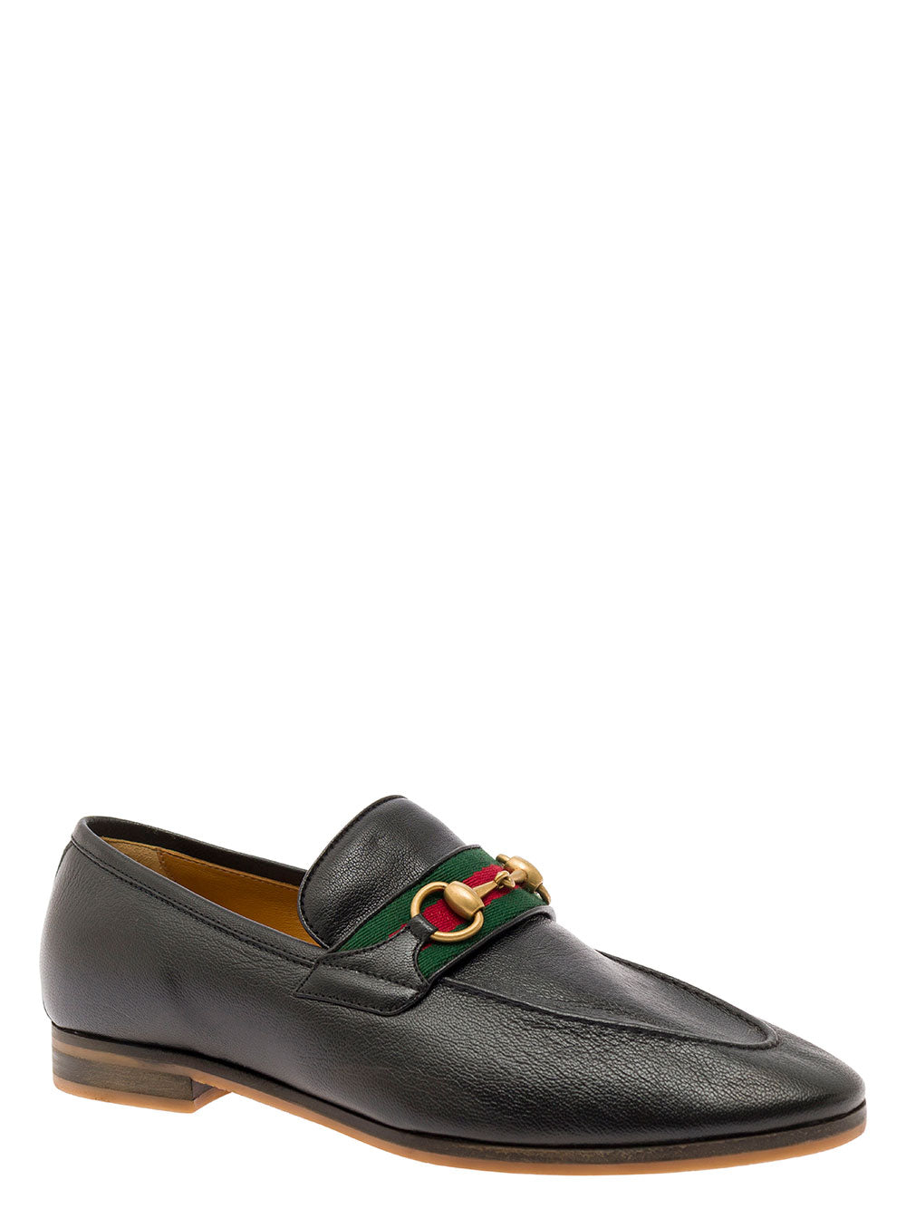 Gucci Men 'Paride' Black Loafers With Web And Horsebit Detail In Leather Man