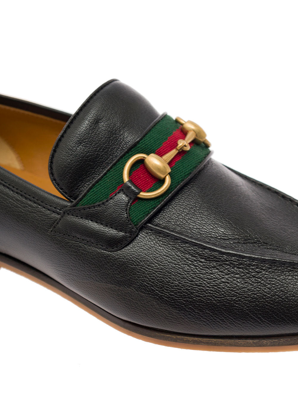 Gucci Men 'Paride' Black Loafers With Web And Horsebit Detail In Leather Man