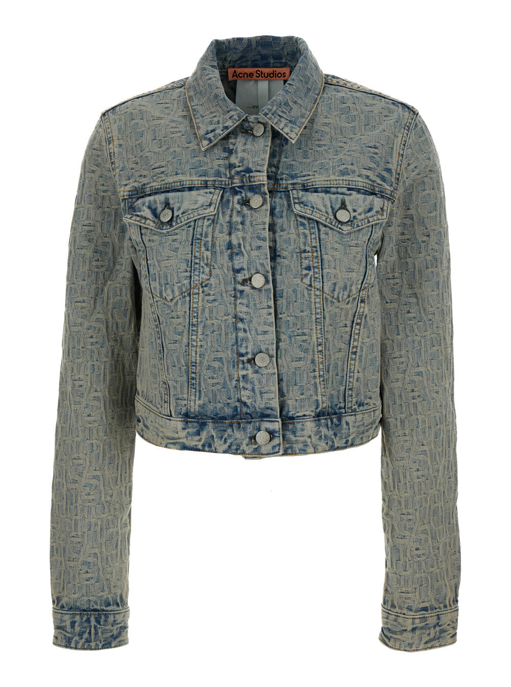 Acne Studios Women Light Blue Jacket With Jacquard Monogram In Denim Woman