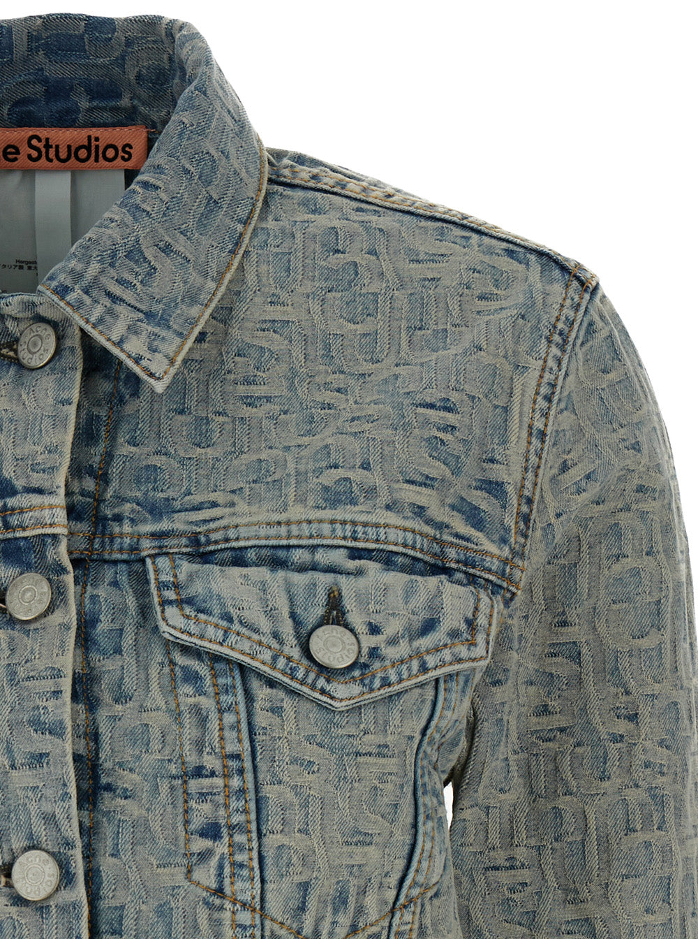 Acne Studios Women Light Blue Jacket With Jacquard Monogram In Denim Woman