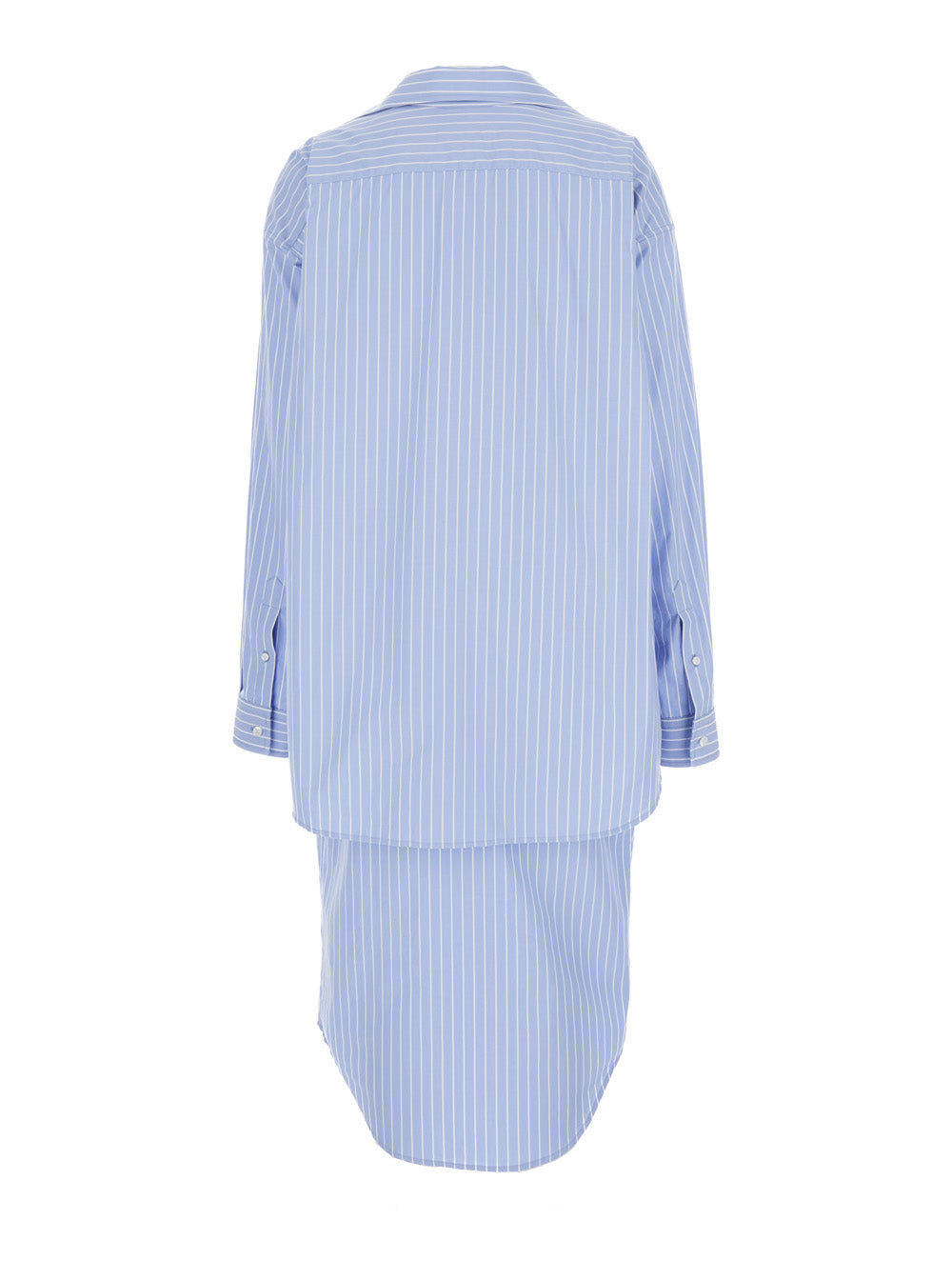 Balenciaga Women Light Blue Layered Shirt Dress With Bb Logo Embroidery In Cotton Woman
