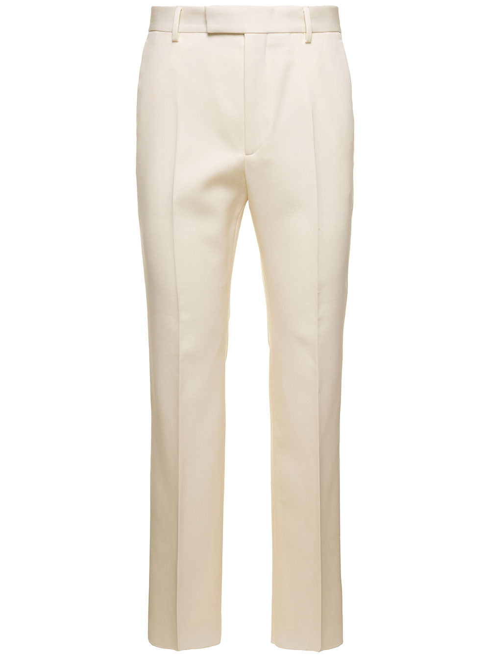 Gucci Men White Straight-Leg Pants With Gucci Cities Patch In Wool Man