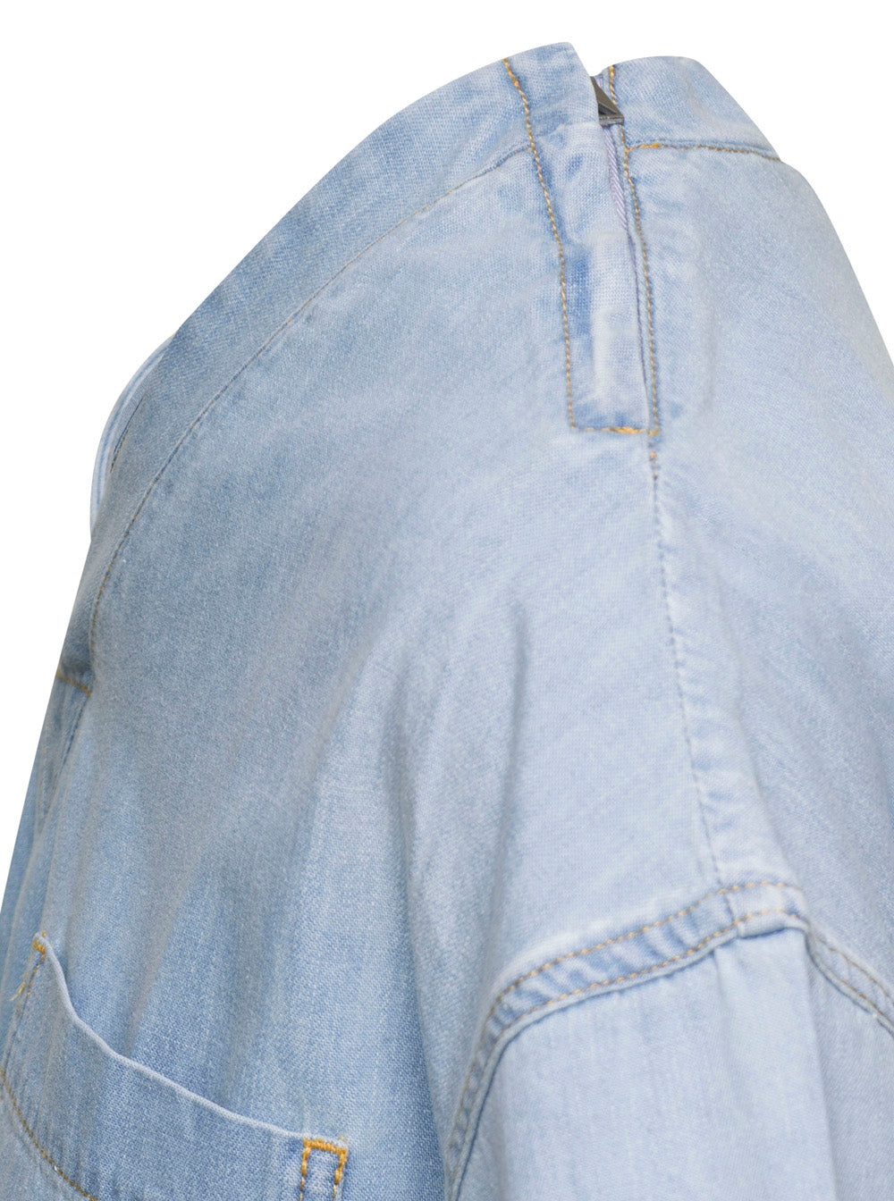 Bottega Veneta Women Light Blue V Neckline T-Shirt In Denim Woman