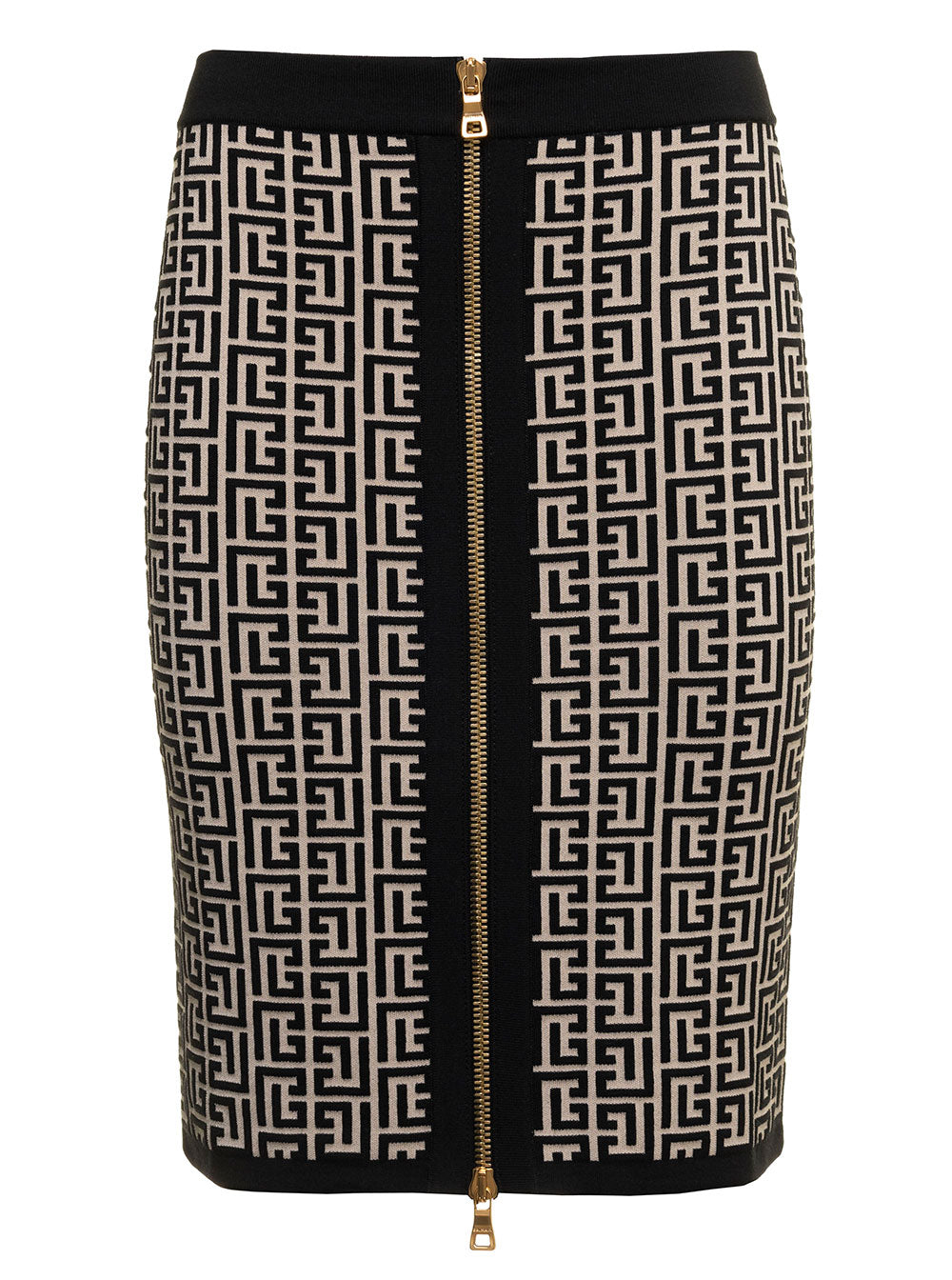 Balmain Women Balmain Woman's Monogram Wool Pencil Skirt With Zip