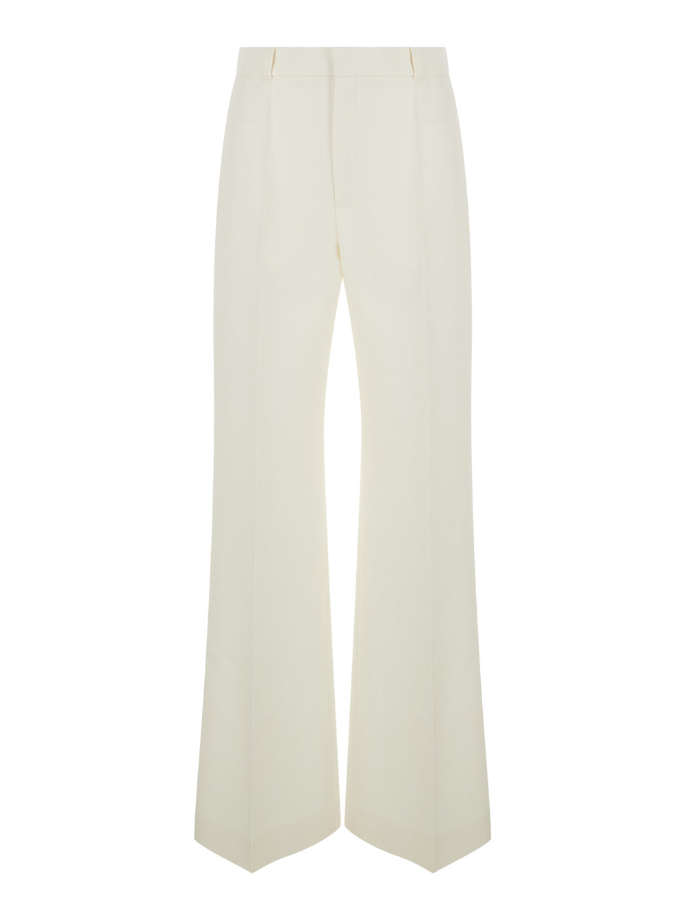 Chloé Women White Flared Trousers In Wool And Silk Woman