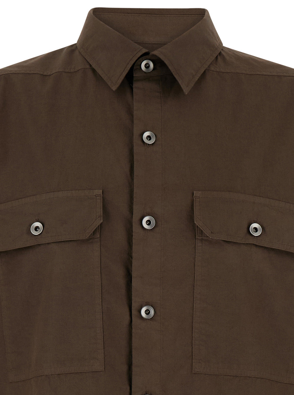Drkshdw Men Brown Shirt With Oversize Band And Buttons In Cotton Man
