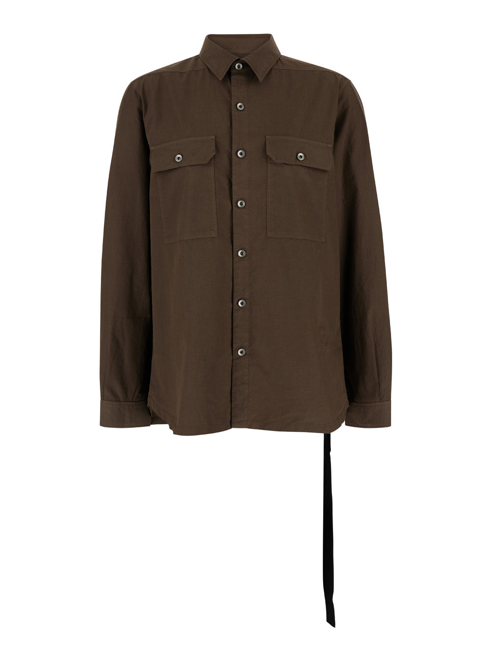 Drkshdw Men Brown Shirt With Oversize Band And Buttons In Cotton Man