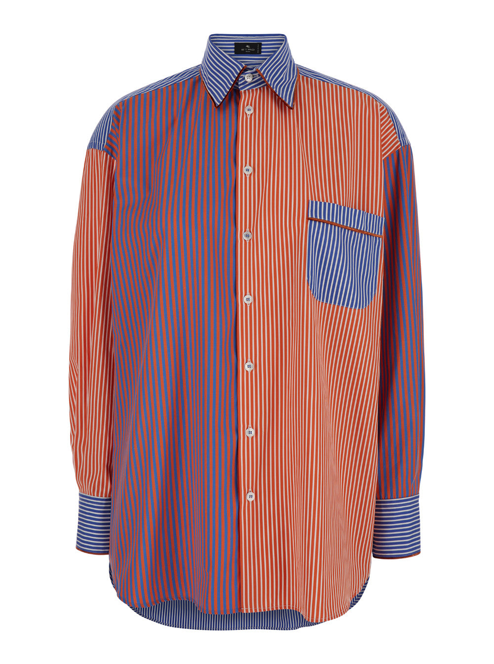 Etro Women Red, Blue And Orange Striped Shirt In Cotton Woman