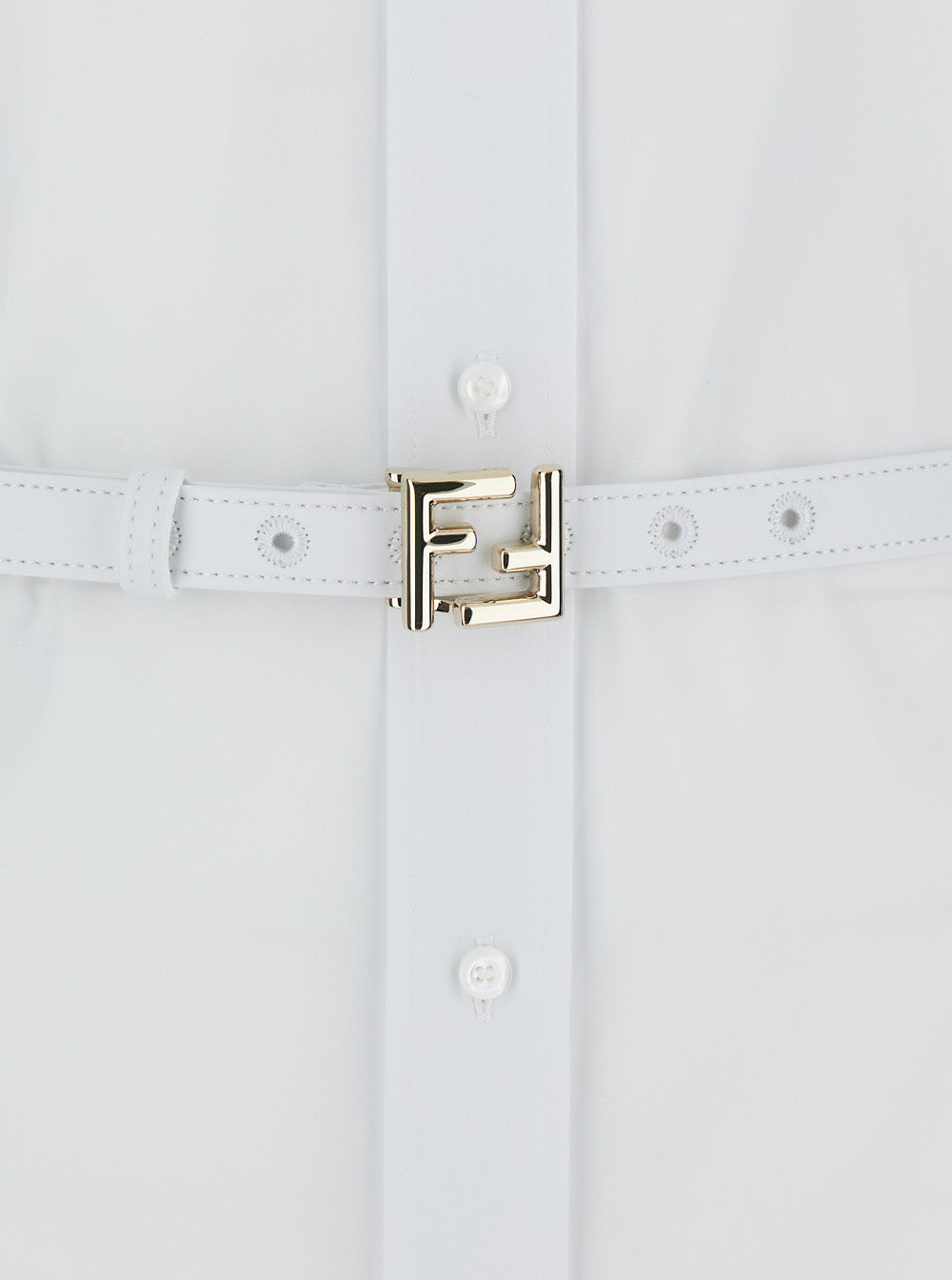 Fendi Women White Long Chemisier Dress In Cotton Woman