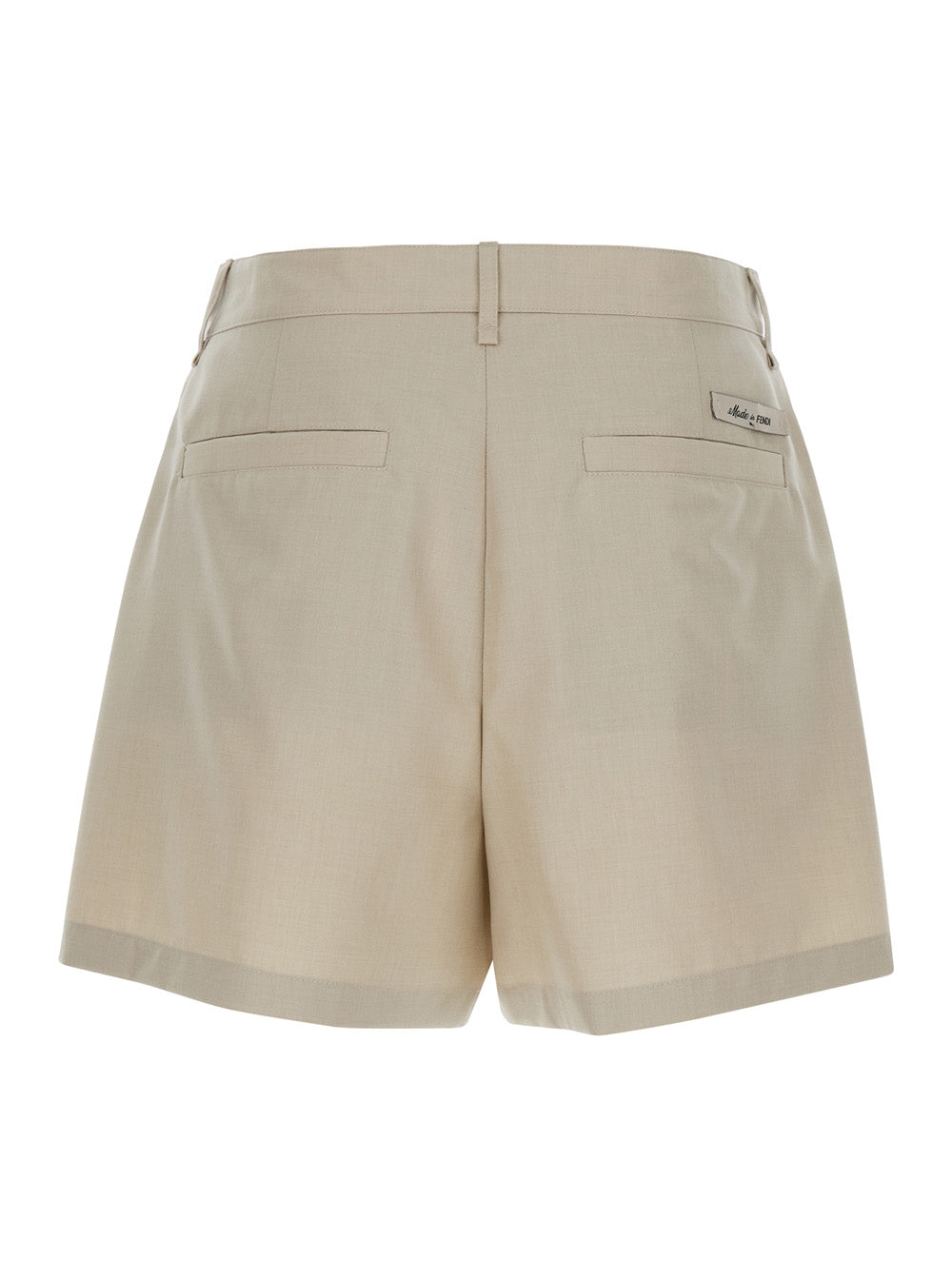 Fendi Men Beige Bermuda Shorts With Logo In Wool Man