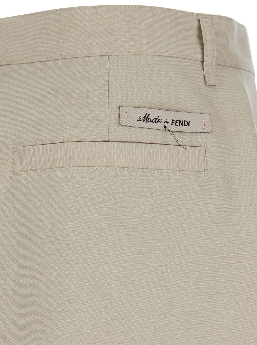 Fendi Men Beige Bermuda Shorts With Logo In Wool Man