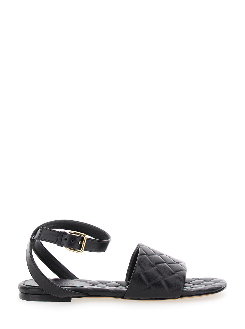 Bottega Veneta Women 'Amy' Black Flat Sandals With Intreccio Motif In Leather Woman