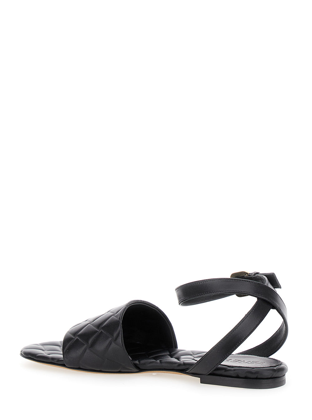 Bottega Veneta Women 'Amy' Black Flat Sandals With Intreccio Motif In Leather Woman