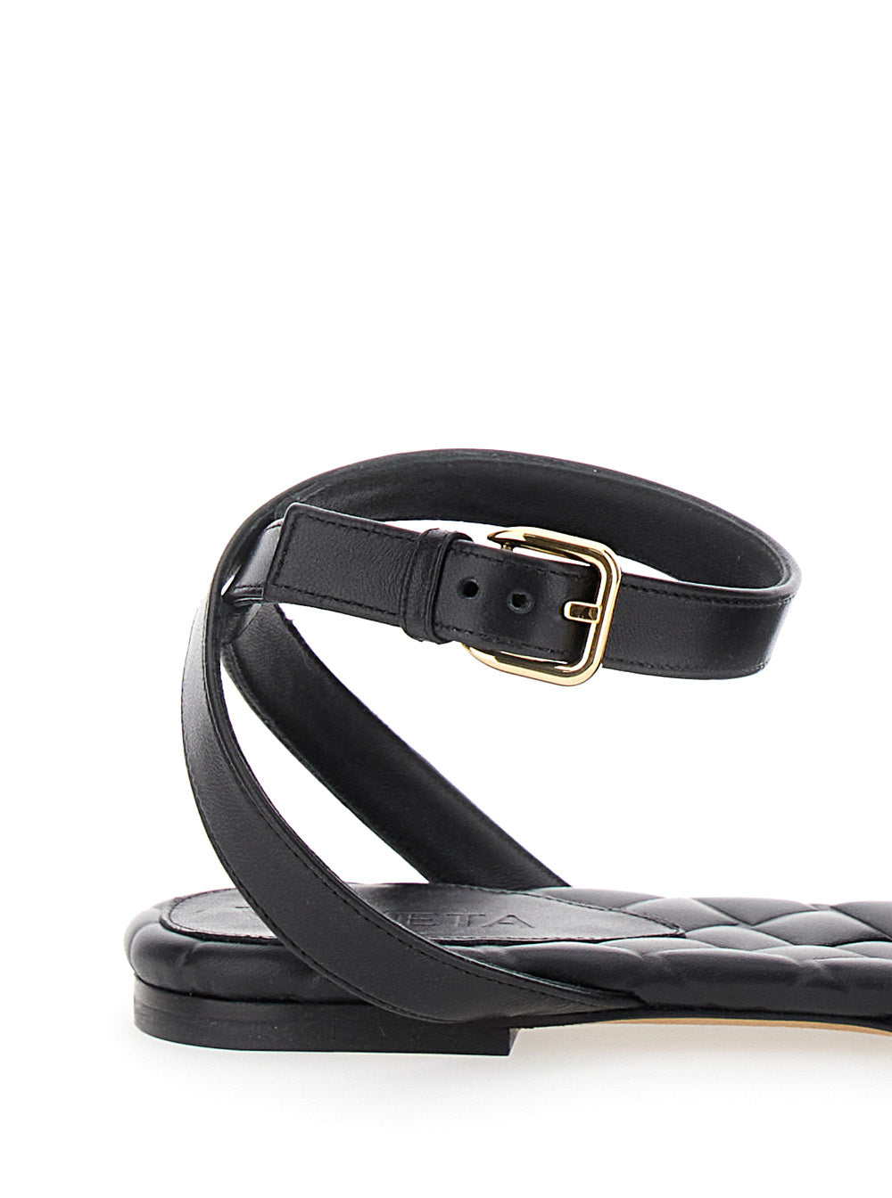 Bottega Veneta Women 'Amy' Black Flat Sandals With Intreccio Motif In Leather Woman